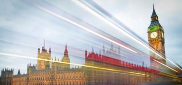 London sklyline with streaming vehicle lights