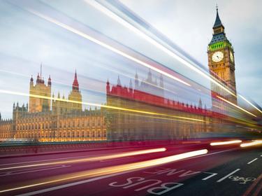 London sklyline with streaming vehicle lights