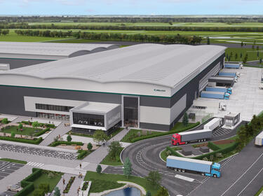 Aerial CGI of Laura James Distribution Centre at Prologis RFI DIRFT