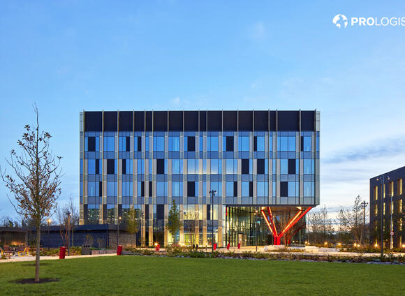 Life Science building at dusk