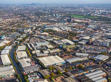Aerial image of industrial units in Prologis Park Royal, London